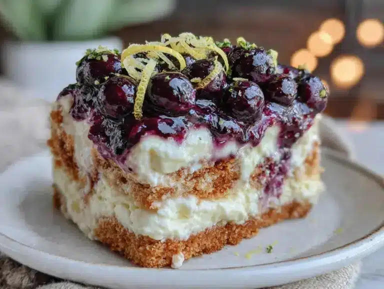 Creamy Lemon Blueberry Icebox Cake - featured image