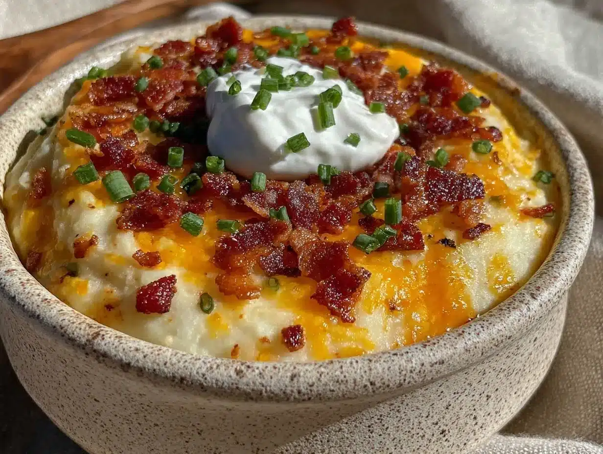 creamy loaded baked potato soup slow cooker recipe preparation steps