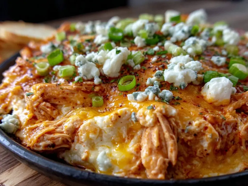 creamy slow cooker buffalo chicken dip - featured image
