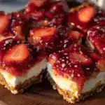 Creamy Strawberry Pretzel Salad Cheesecake Bars - featured image