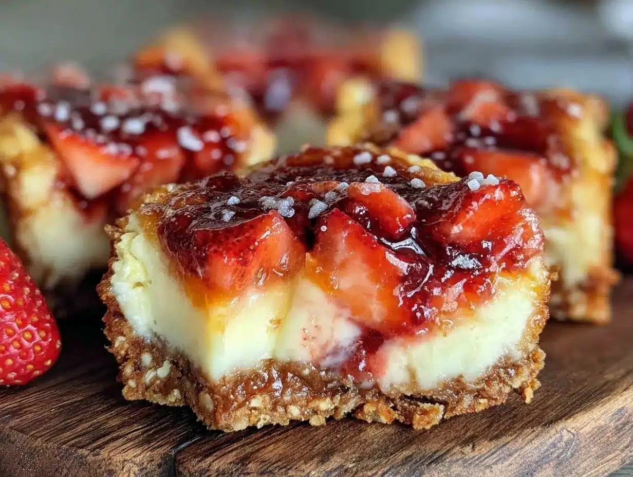 Creamy Strawberry Pretzel Salad Cheesecake Bars preparation steps