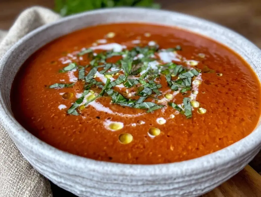 creamy tomato basil soup - featured image