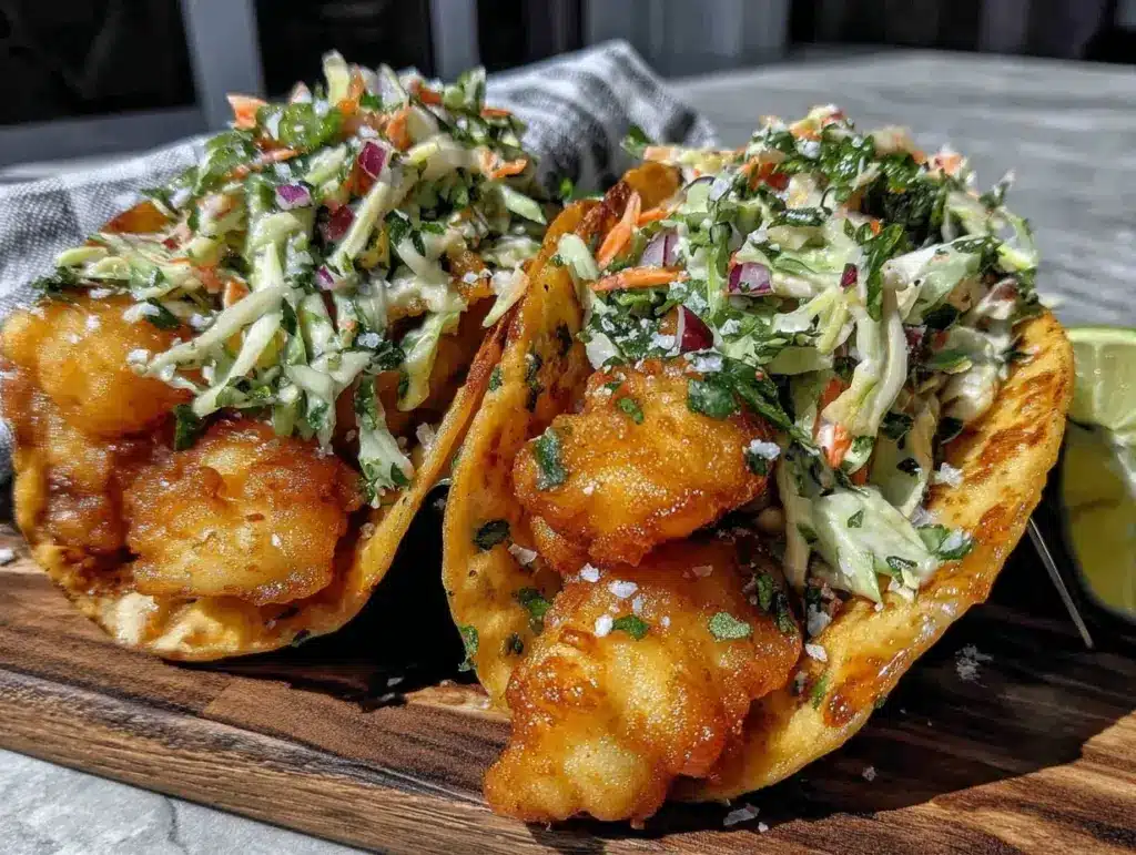 crispy beer-battered fish tacos - featured image
