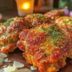 crispy garlic parmesan air fryer chicken thighs - featured image
