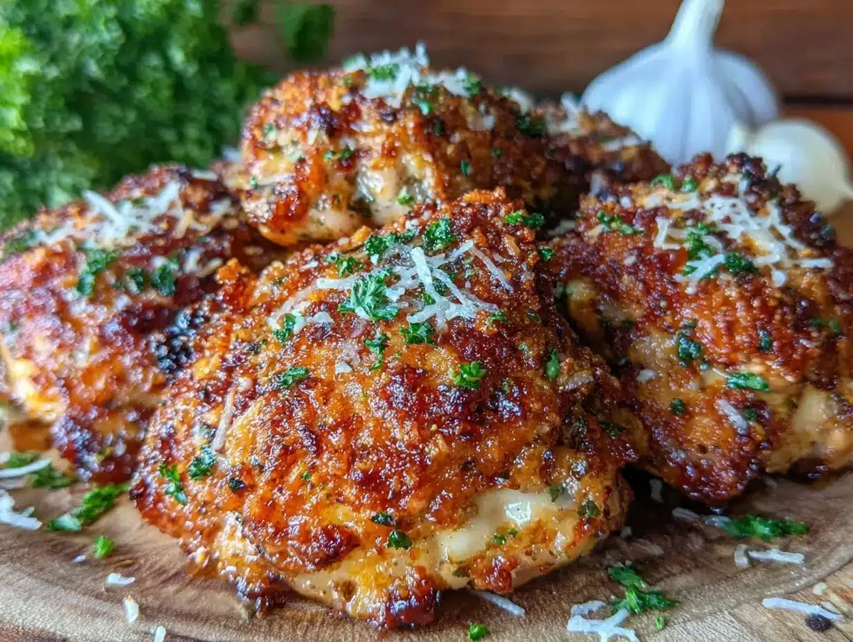 crispy garlic parmesan air fryer chicken thighs preparation steps