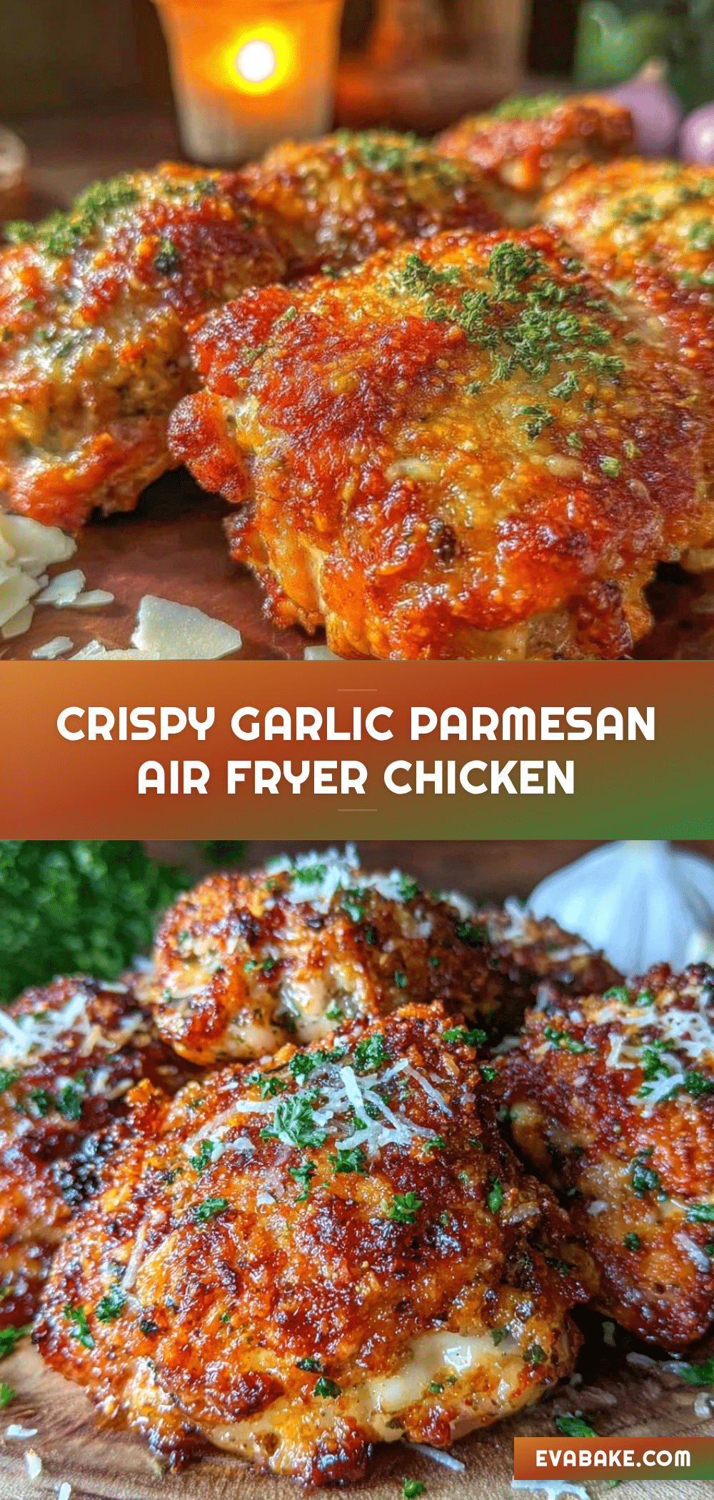 crispy garlic parmesan air fryer chicken thighs recipe