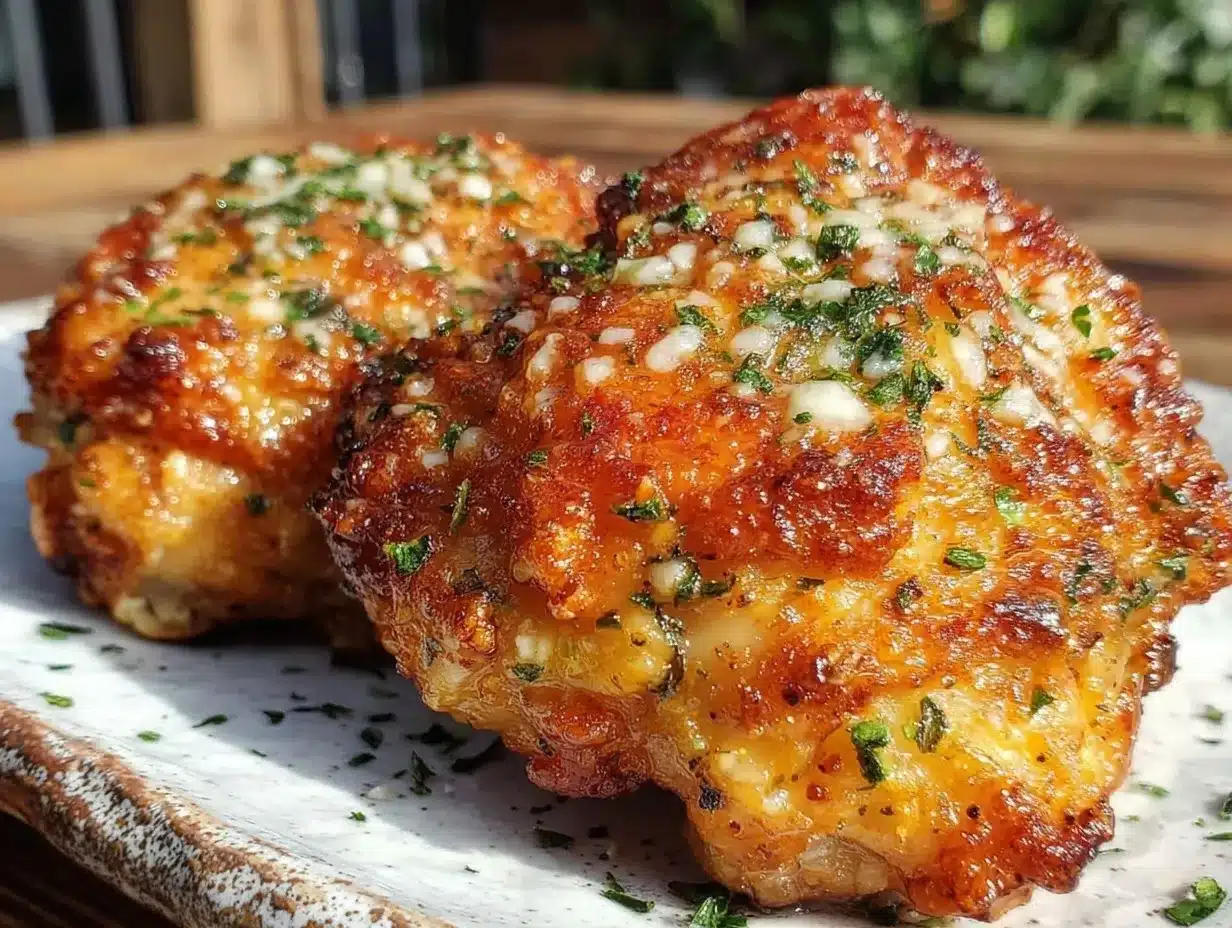crispy garlic parmesan chicken thighs air fryer preparation steps