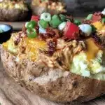 crispy loaded bbq baked potato bar with pulled pork - featured image