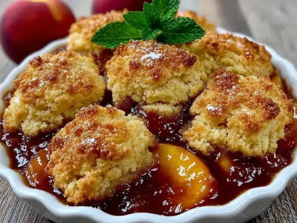 easy fresh peach cobbler - featured image
