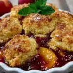 easy fresh peach cobbler - featured image
