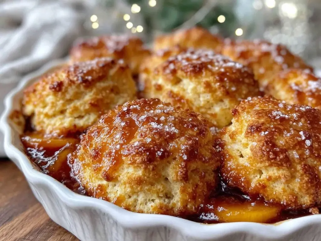 easy fresh peach cobbler - featured image
