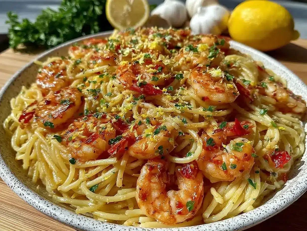 easy garlic butter shrimp pasta preparation steps
