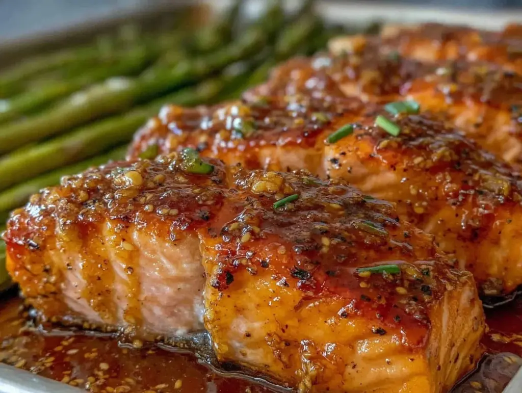 easy sheet pan honey glazed salmon - featured image
