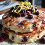fluffy blueberry lemon ricotta pancakes - featured image