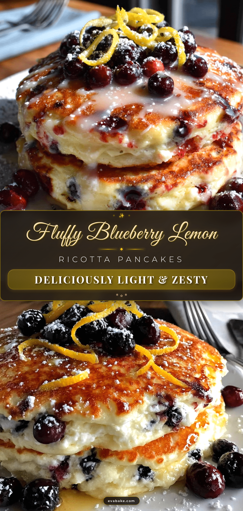 fluffy blueberry lemon ricotta pancakes recipe