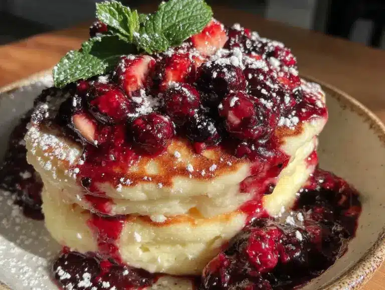 fluffy red white blue pancakes - featured image