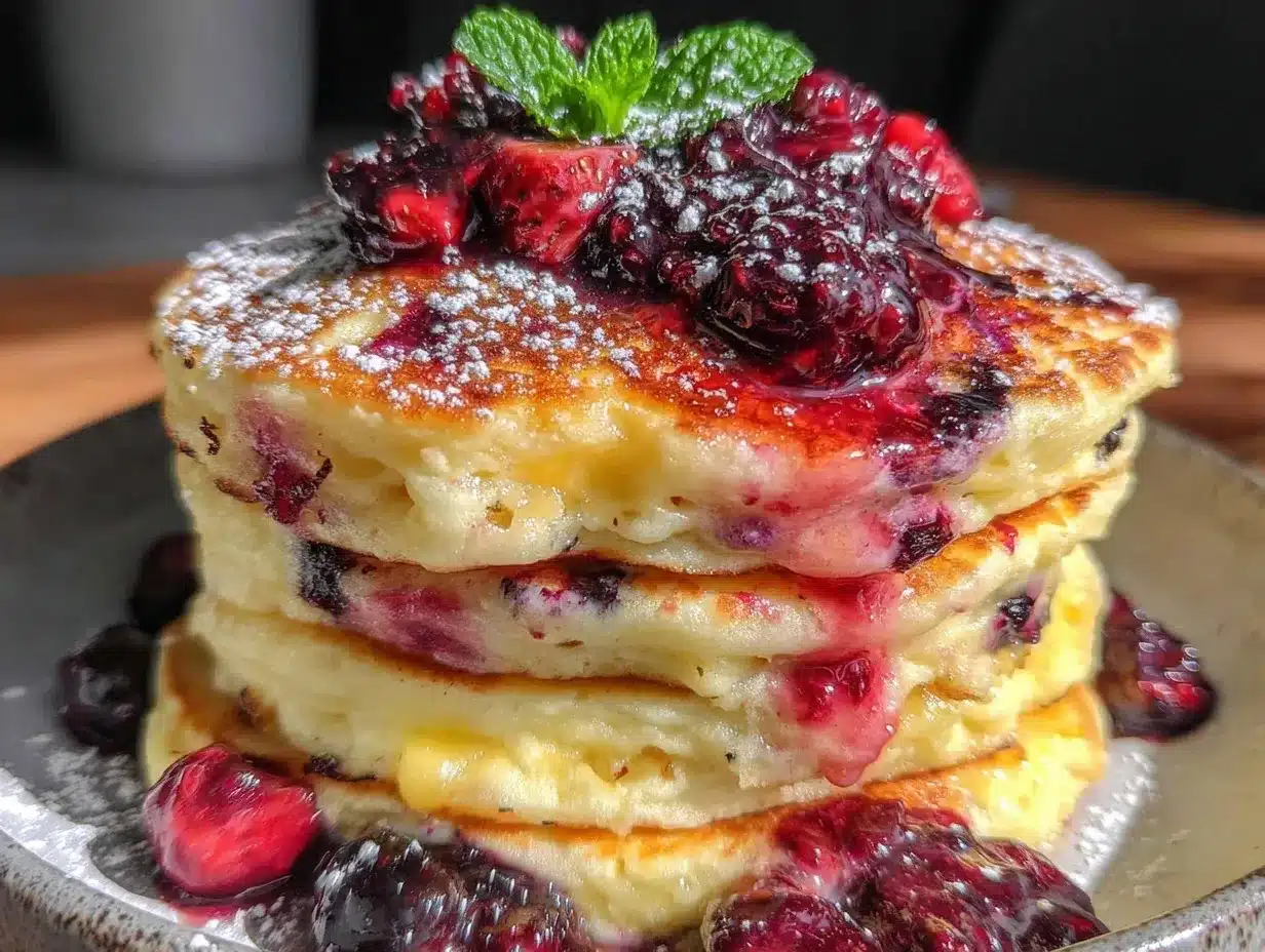fluffy red white blue pancakes preparation steps