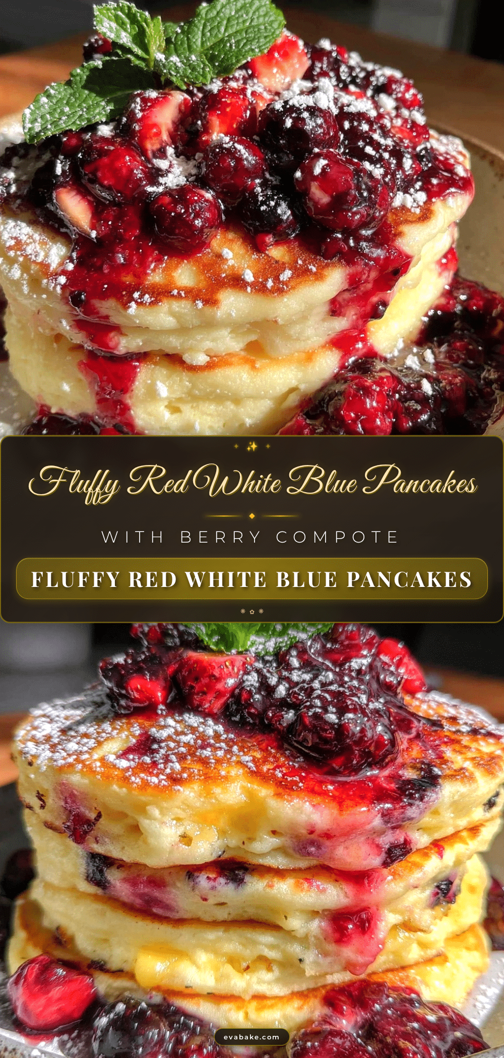 fluffy red white blue pancakes recipe