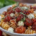 fresh 15-minute caprese pasta salad - featured image