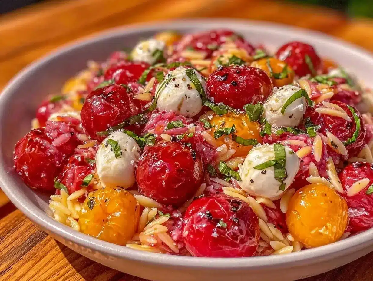 fresh caprese orzo salad preparation steps