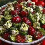 fresh cucumber tomato feta salad with dill - featured image