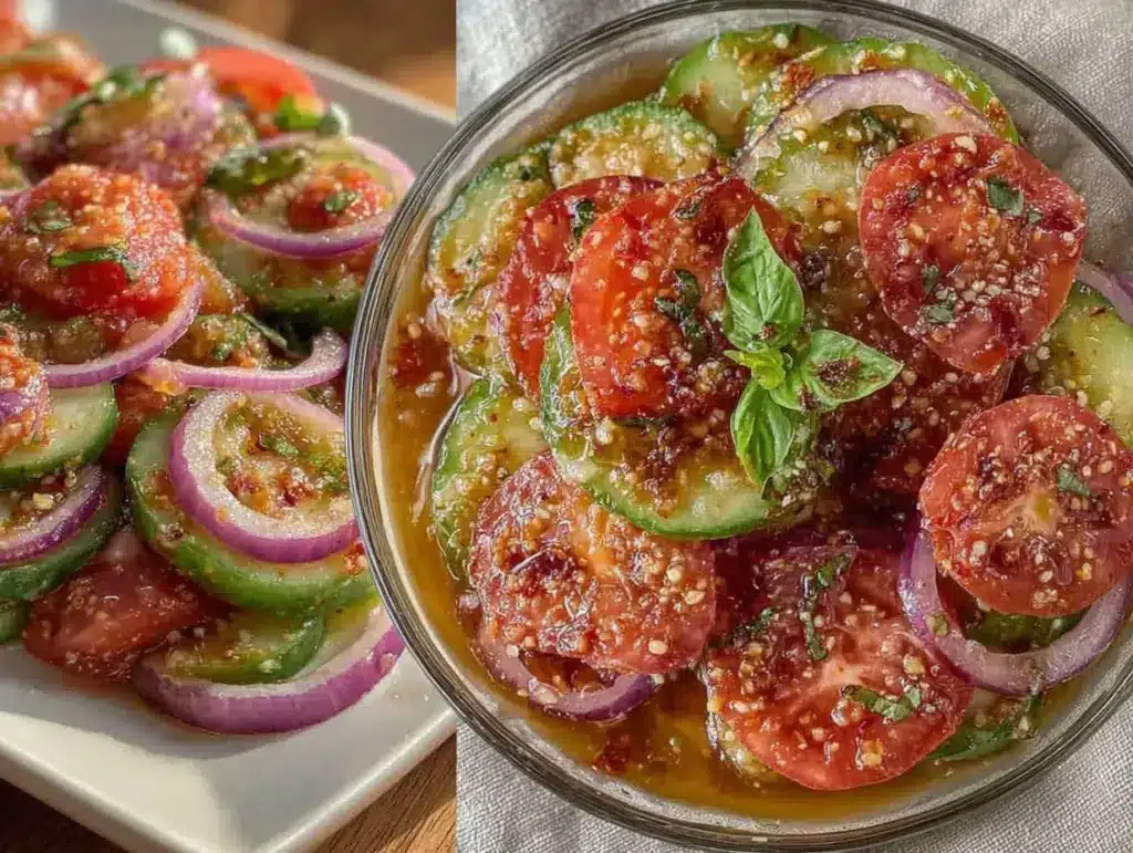 fresh cucumber tomato onion salad - featured image