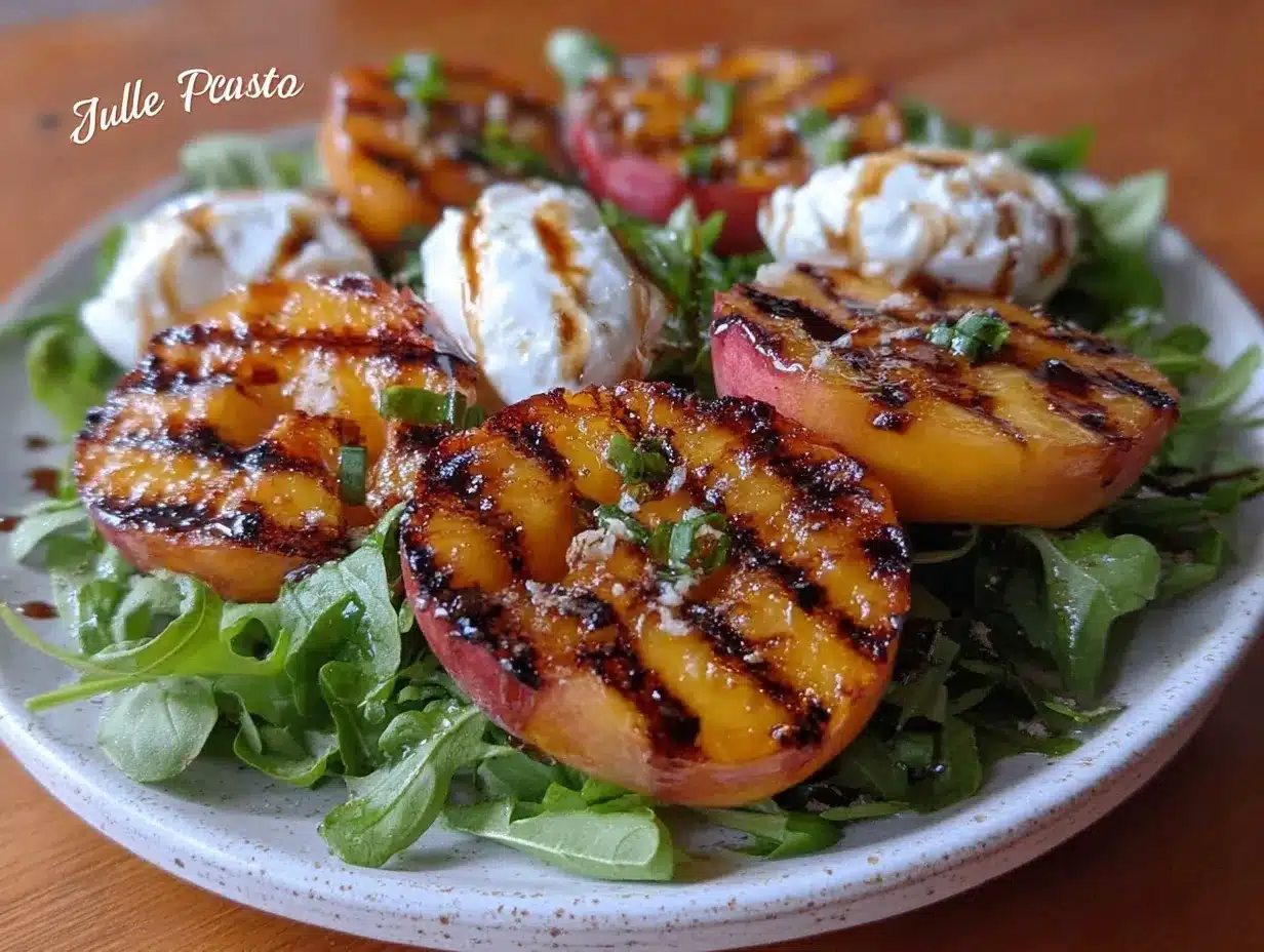fresh grilled peach burrata salad preparation steps