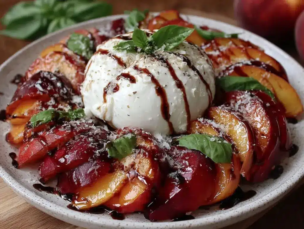 fresh nectarine caprese salad - featured image