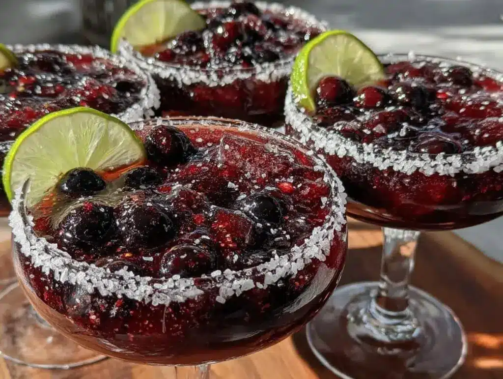 frozen blueberry vodka margaritas - featured image