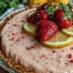 frozen strawberry lemonade pie - featured image