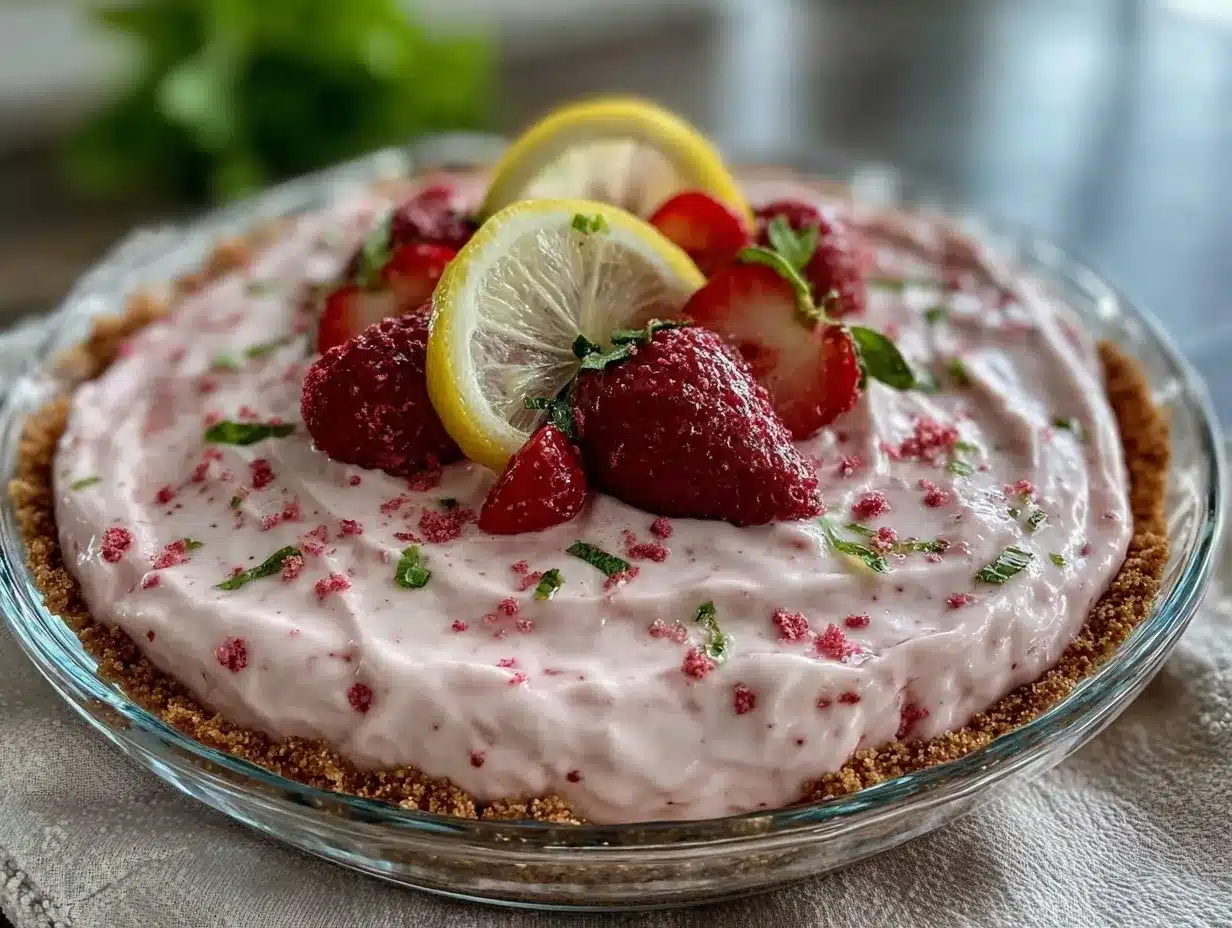 frozen strawberry lemonade pie preparation steps