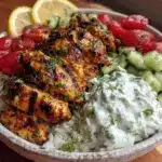 greek chicken bowl - featured image