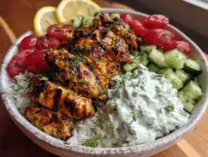 greek chicken bowl - featured image