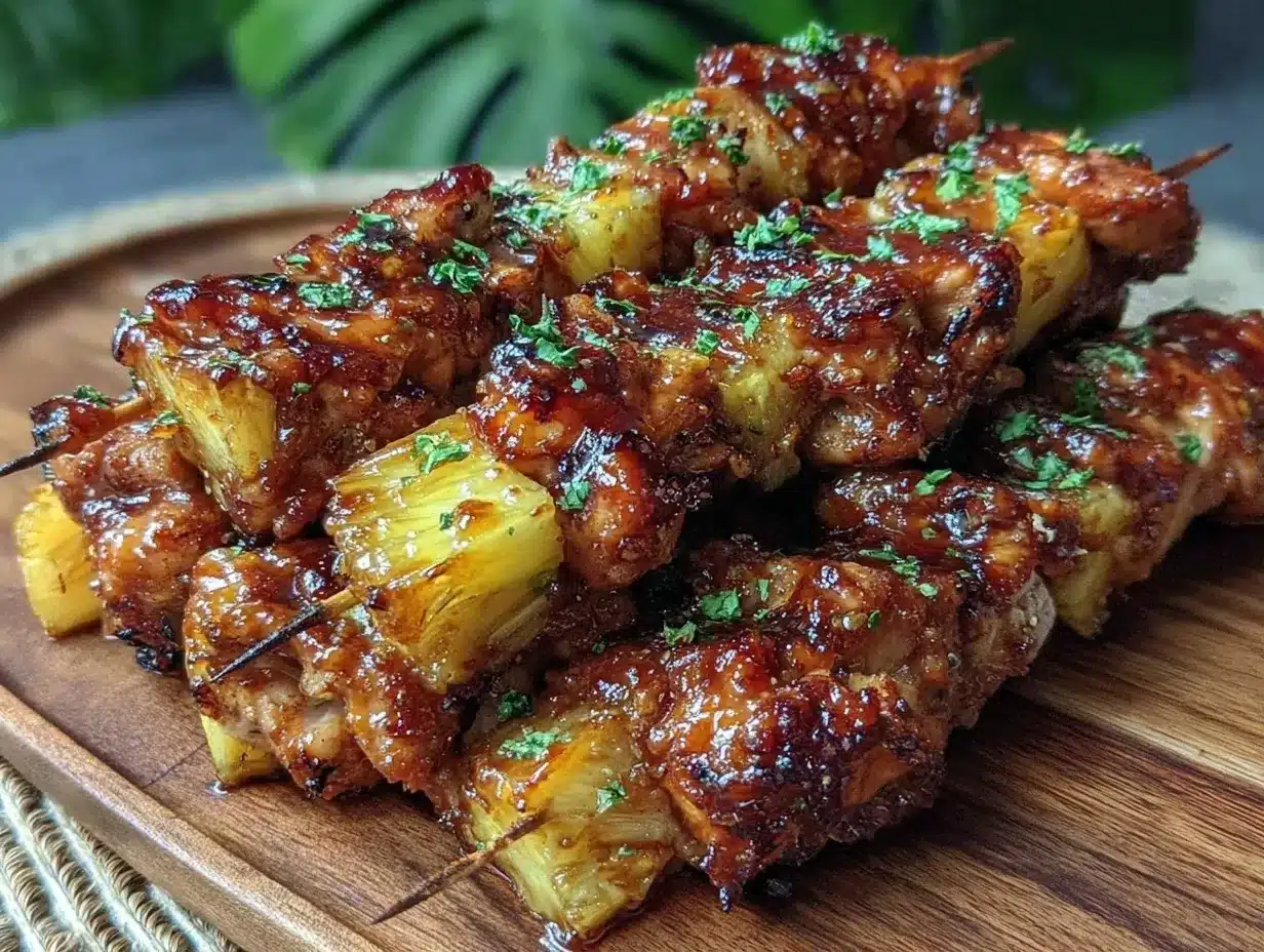 grilled pineapple teriyaki chicken skewers preparation steps