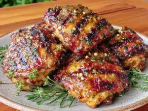 honey mustard glazed grilled chicken thighs - featured image