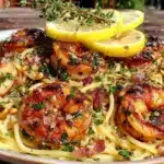 lemon herb grilled shrimp pasta - featured image