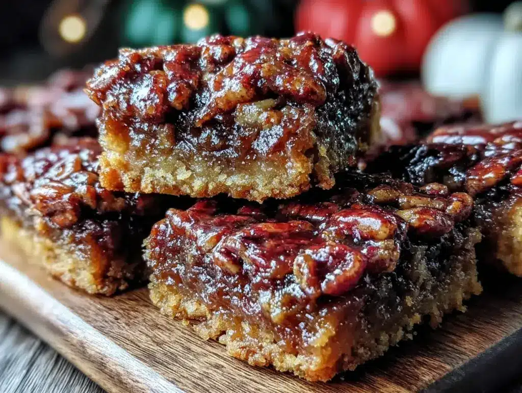 maple bourbon pecan pie bars - featured image