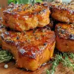 maple whiskey glazed pork chops - featured image
