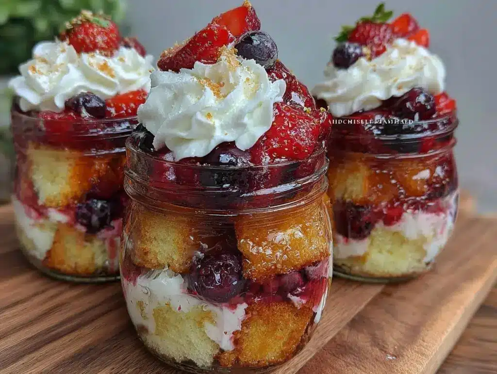 no bake patriotic berry trifle jars - featured image