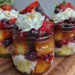 no bake patriotic berry trifle jars - featured image