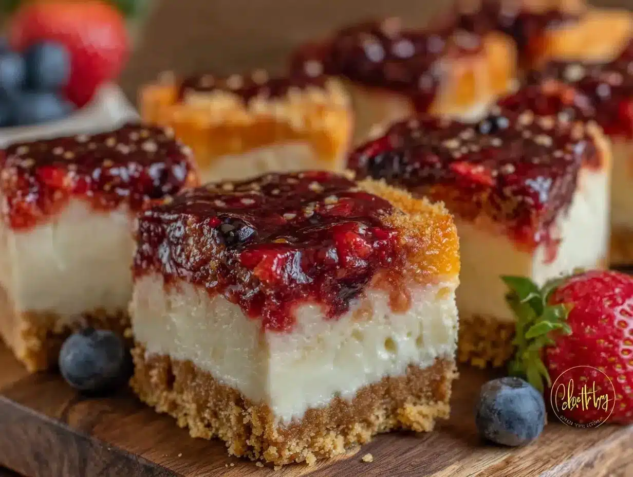 no-bake strawberry blueberry cheesecake bars preparation steps