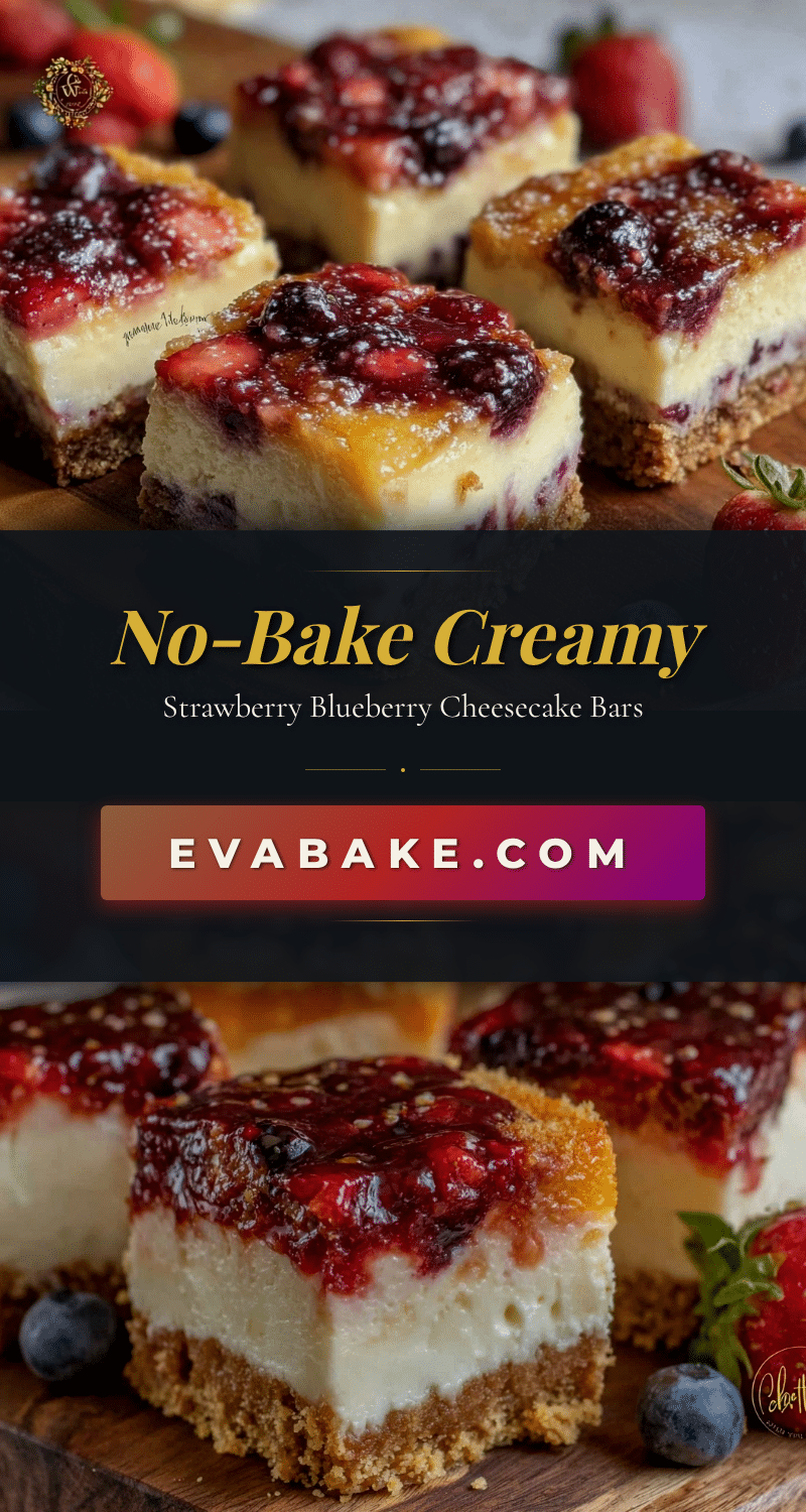 no-bake strawberry blueberry cheesecake bars recipe