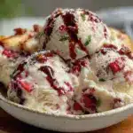 no-churn roasted strawberry balsamic ice cream - featured image