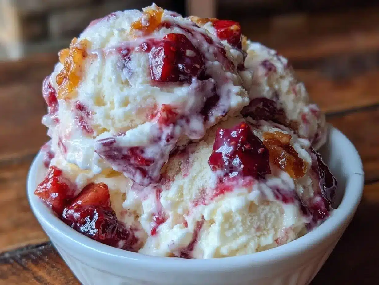 no-churn roasted strawberry balsamic ice cream preparation steps