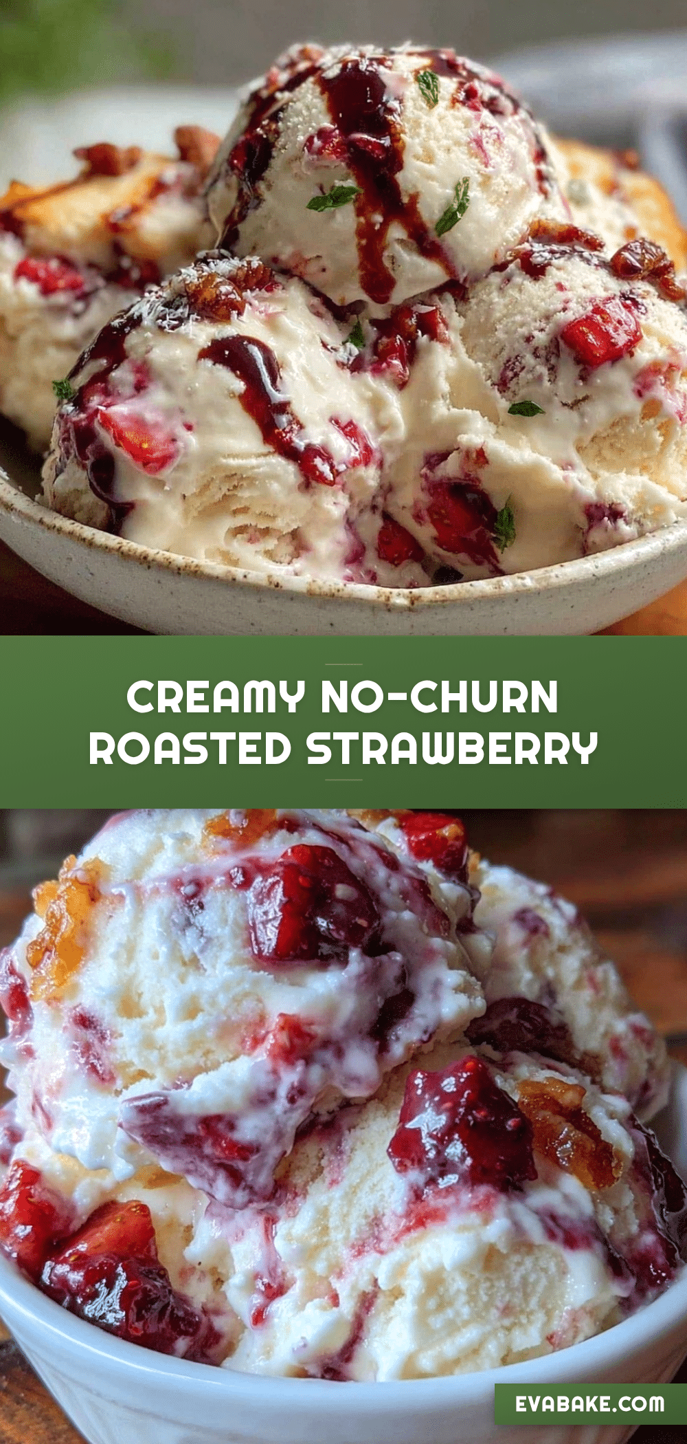 no-churn roasted strawberry balsamic ice cream recipe