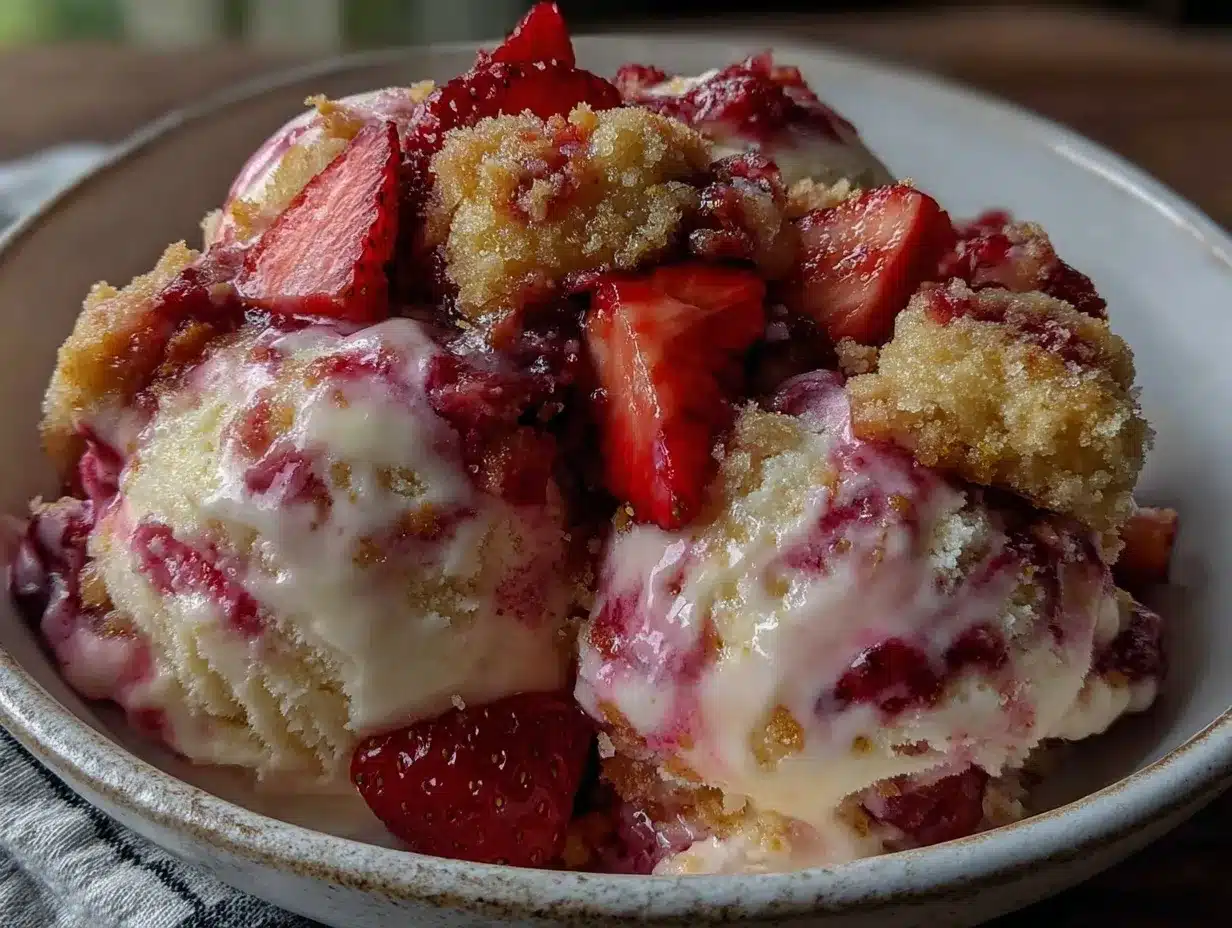 no-churn strawberry shortcake ice cream preparation steps