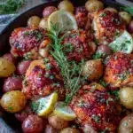 one-pan lemon herb roasted chicken - featured image