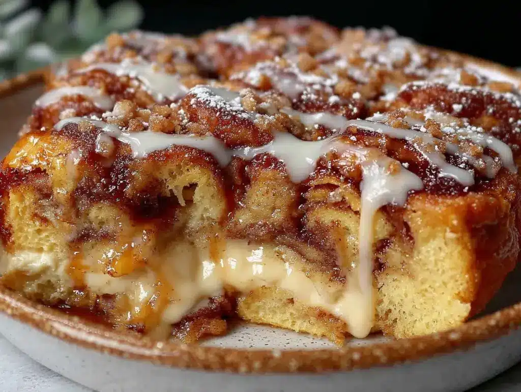 overnight cinnamon roll french toast bake - featured image