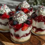 patriotic cheesecake parfait cups - featured image