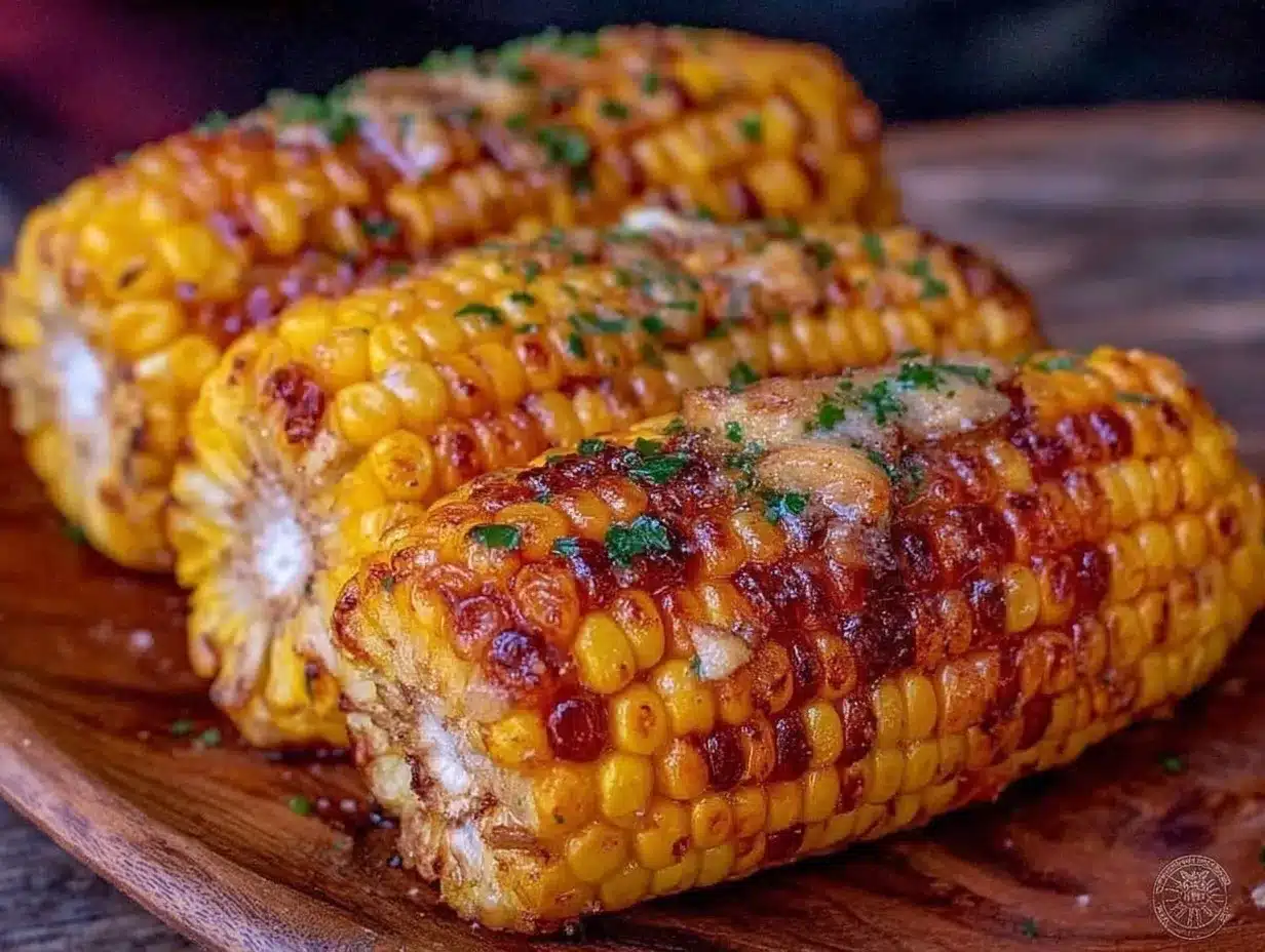 quick crispy grilled garlic butter corn on the cob preparation steps